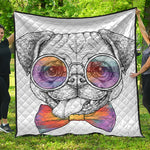 Hipster Pug Print Quilt