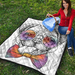 Hipster Pug Print Quilt
