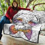 Hipster Pug Print Quilt