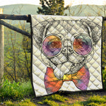 Hipster Pug Print Quilt