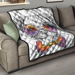 Hipster Pug Print Quilt