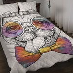 Hipster Pug Print Quilt Bed Set