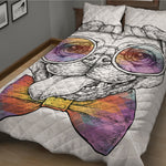 Hipster Pug Print Quilt Bed Set