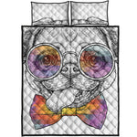 Hipster Pug Print Quilt Bed Set