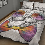 Hipster Pug Print Quilt Bed Set