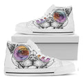 Hipster Pug Print White High Top Sneakers