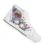 Hipster Pug Print White High Top Shoes
