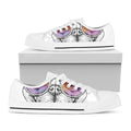 Hipster Pug Print White Low Top Sneakers