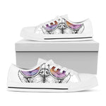 Hipster Pug Print White Low Top Shoes