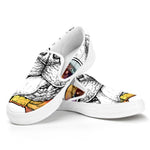 Hipster Pug Print White Slip On Shoes