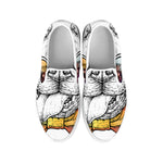 Hipster Pug Print White Slip On Shoes
