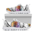 Hipster Pug Print White Running Shoes