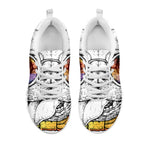 Hipster Pug Print White Sneakers