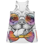 Hipster Pug Print Women's Racerback Tank Top