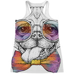 Hipster Pug Print Women's Racerback Tank Top