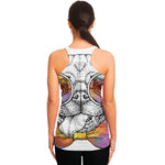Hipster Pug Print Women's Racerback Tank Top