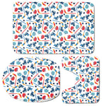 Hockey Equipment Pattern Print 3 Piece Bath Mat Set