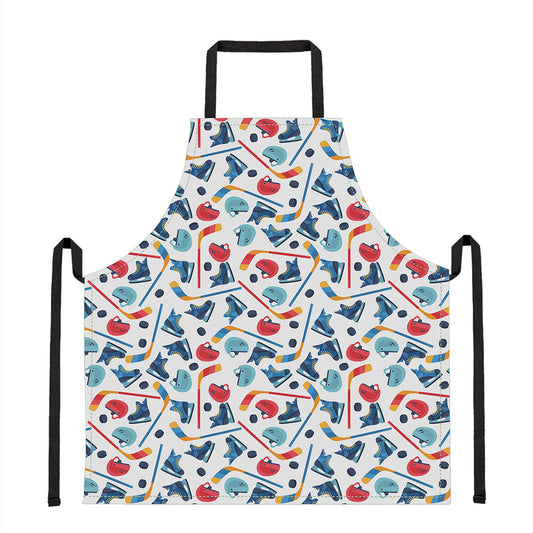 Hockey Equipment Pattern Print Apron