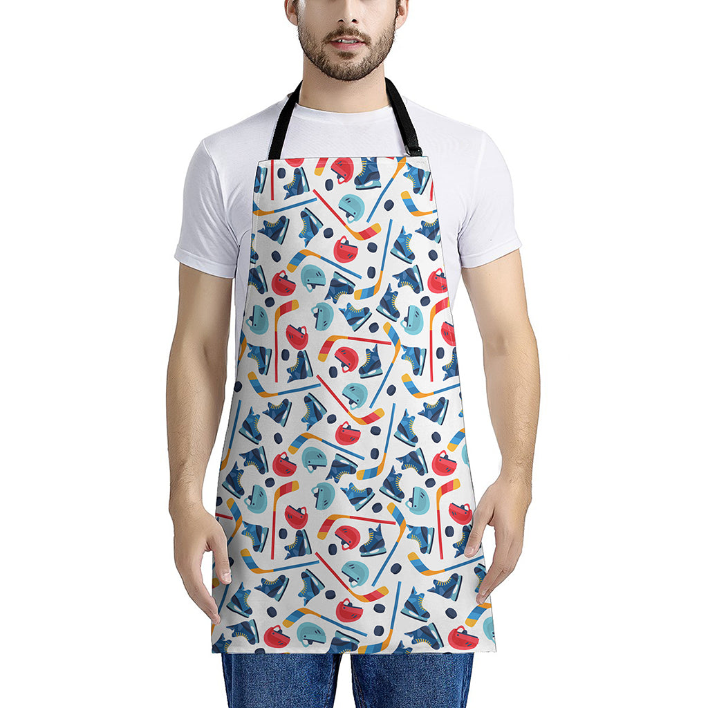 Hockey Equipment Pattern Print Apron