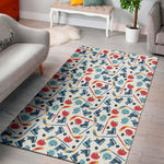 Hockey Equipment Pattern Print Area Rug
