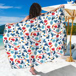 Hockey Equipment Pattern Print Beach Sarong Wrap