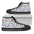 Hockey Equipment Pattern Print Black High Top Sneakers