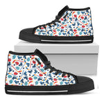 Hockey Equipment Pattern Print Black High Top Shoes