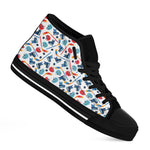 Hockey Equipment Pattern Print Black High Top Shoes