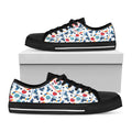 Hockey Equipment Pattern Print Black Low Top Sneakers