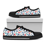 Hockey Equipment Pattern Print Black Low Top Shoes
