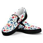 Hockey Equipment Pattern Print Black Slip On Shoes