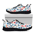 Hockey Equipment Pattern Print Black Running Shoes