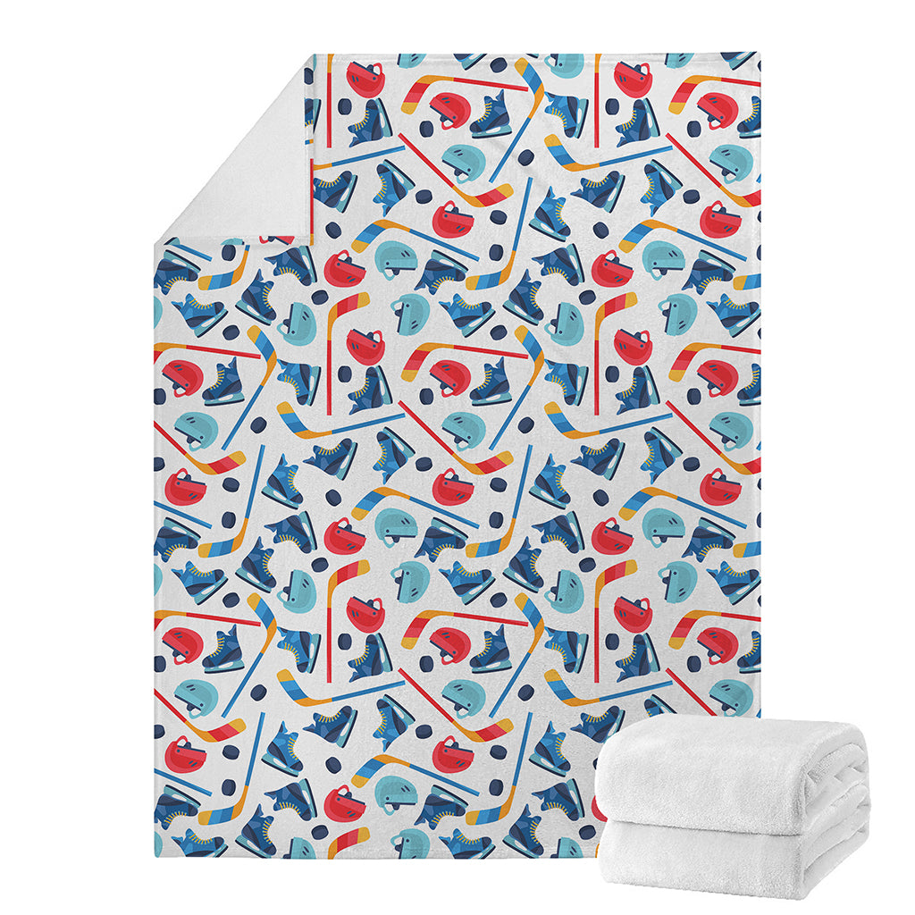 Hockey Equipment Pattern Print Blanket