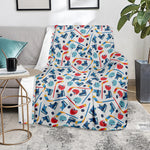 Hockey Equipment Pattern Print Blanket