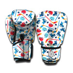 Hockey Equipment Pattern Print Boxing Gloves