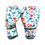 Hockey Equipment Pattern Print Boxing Gloves