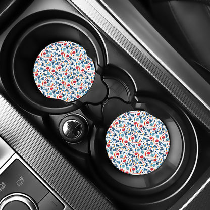 Hockey Equipment Pattern Print Car Coasters