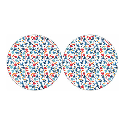 Hockey Equipment Pattern Print Car Coasters