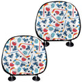 Hockey Equipment Pattern Print Car Headrest Covers