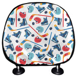 Hockey Equipment Pattern Print Car Headrest Covers