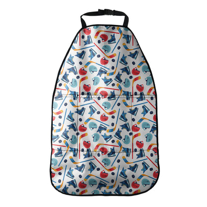 Hockey Equipment Pattern Print Car Seat Organizers