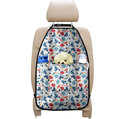 Hockey Equipment Pattern Print Car Seat Organizers