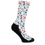 Hockey Equipment Pattern Print Crew Socks