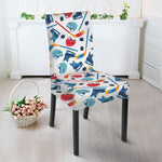 Hockey Equipment Pattern Print Dining Chair Slipcover