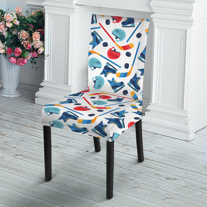 Hockey Equipment Pattern Print Dining Chair Slipcover
