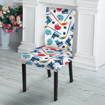 Hockey Equipment Pattern Print Dining Chair Slipcover
