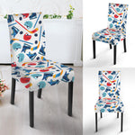 Hockey Equipment Pattern Print Dining Chair Slipcover