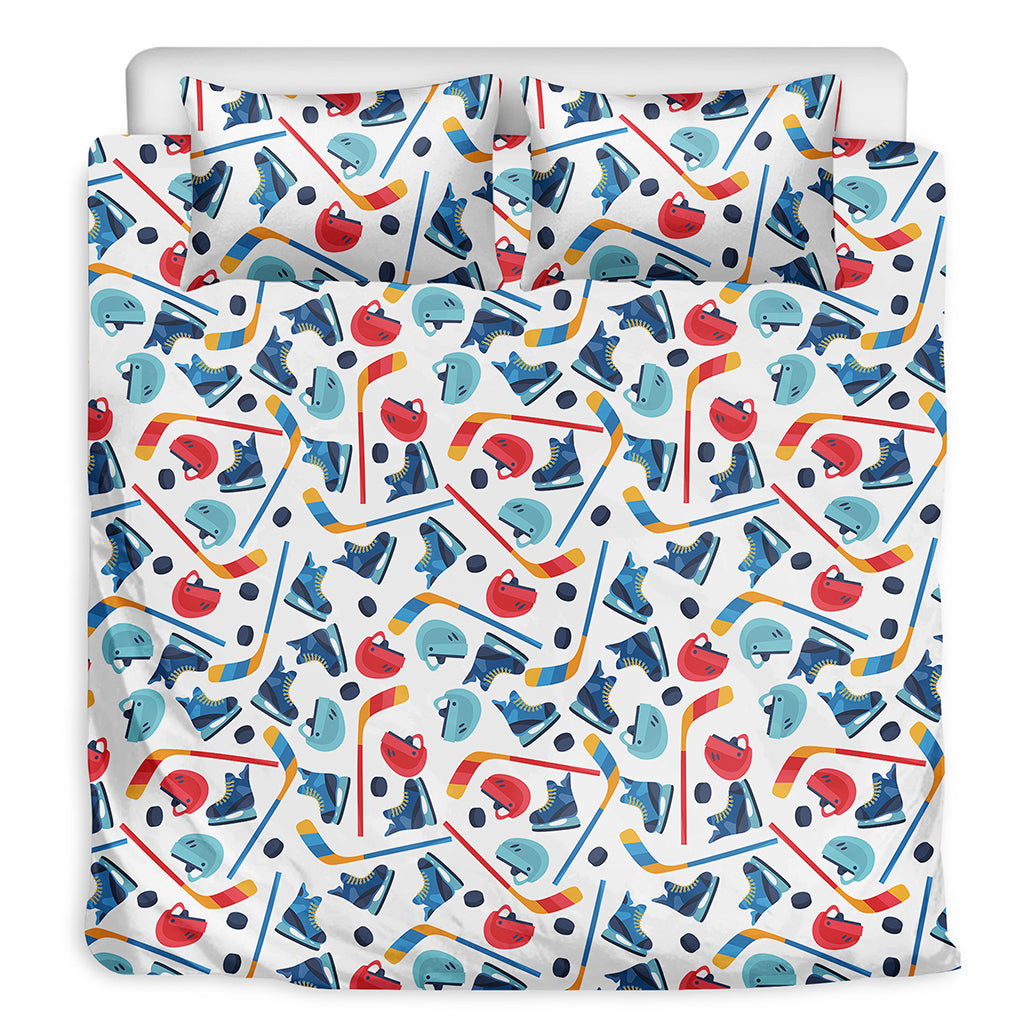 Hockey Equipment Pattern Print Duvet Cover Bedding Set