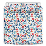 Hockey Equipment Pattern Print Duvet Cover Bedding Set