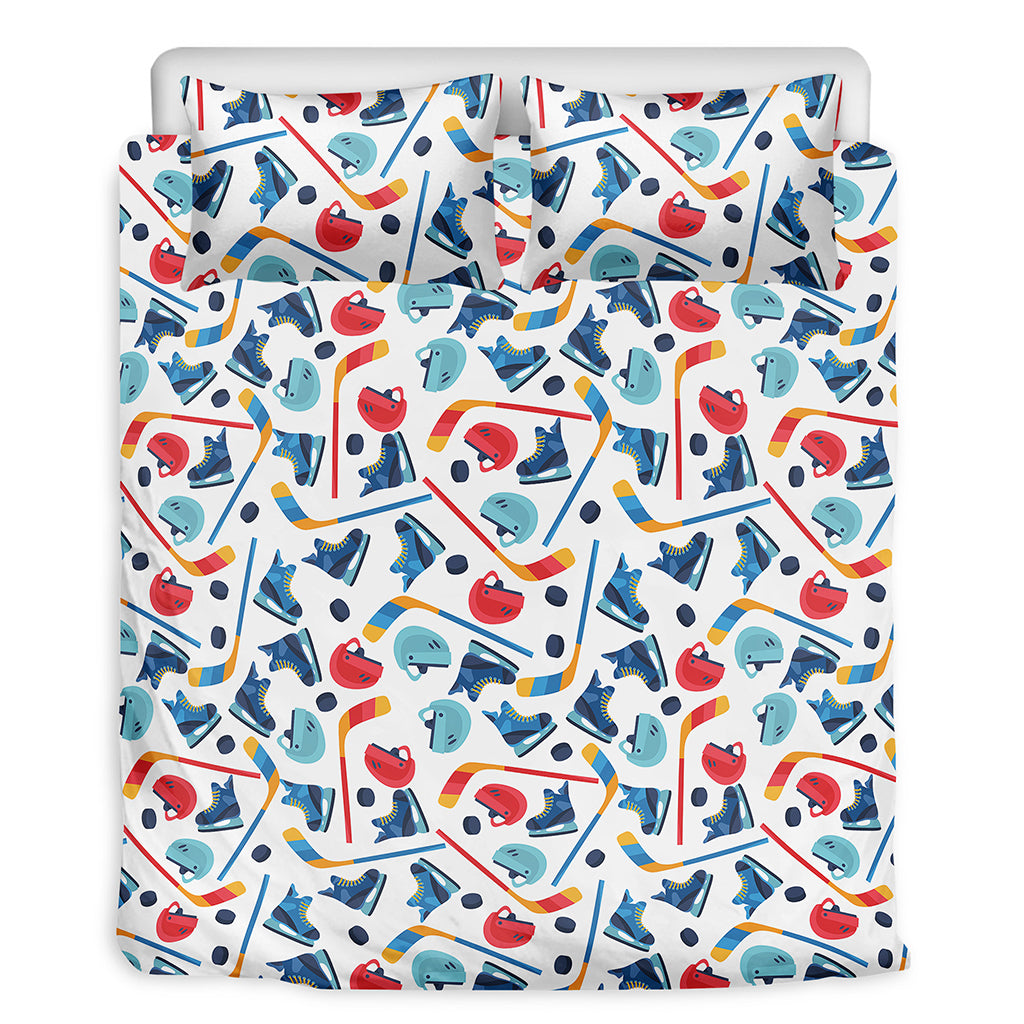 Hockey Equipment Pattern Print Duvet Cover Bedding Set